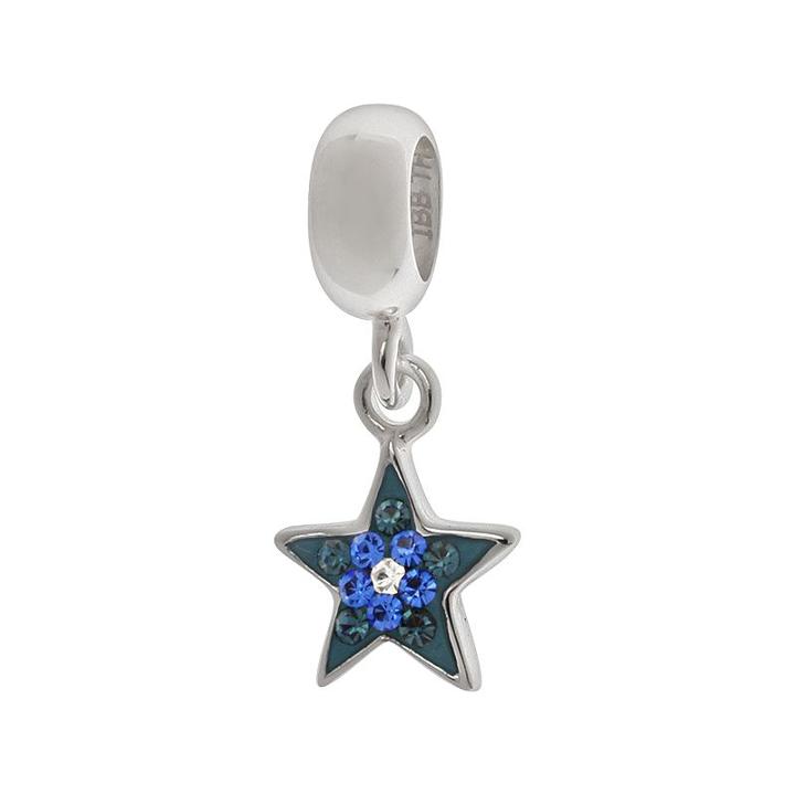 Individuality Beads Sterling Silver Crystal Star Charm, Women's, Blue