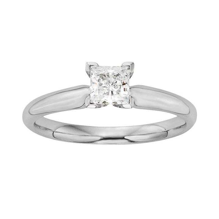 Princess-cut Igl Certified Colorless Diamond Solitaire Engagement Ring In 18k White Gold (1/2 Ct. T.w.), Women's, Size: 9.50