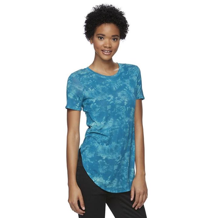 Juniors' Mudd Tie-dyed High-low Tee, Girl's, Size: Small, Blue (navy)