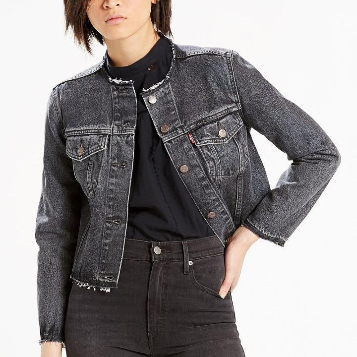 Women's Levi's&reg; Raw-edge Denim Jacket, Size: Medium, Black