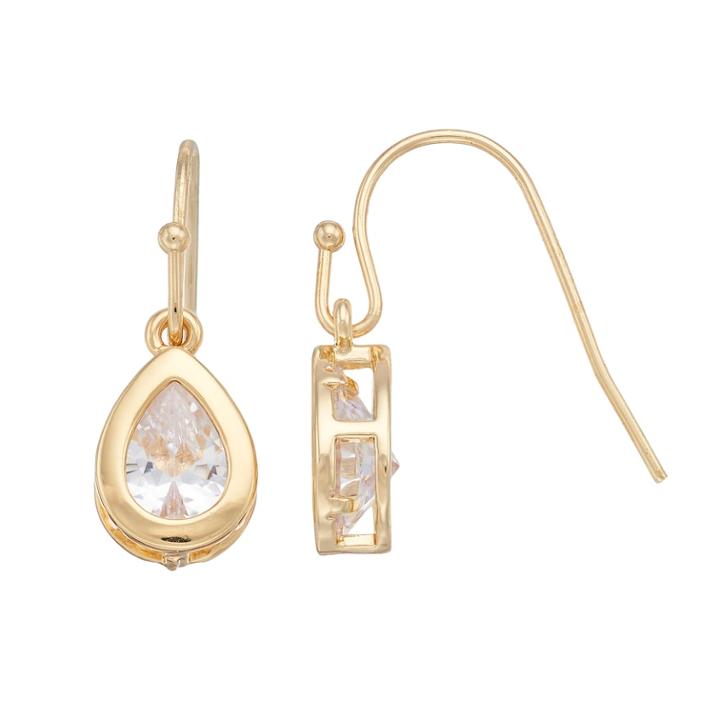 Lc Lauren Conrad Cubic Zirconia Nickel Free Teardrop Earrings, Women's, Gold