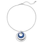 Blue Interlocking Ring Pendant Necklace, Women's, Navy
