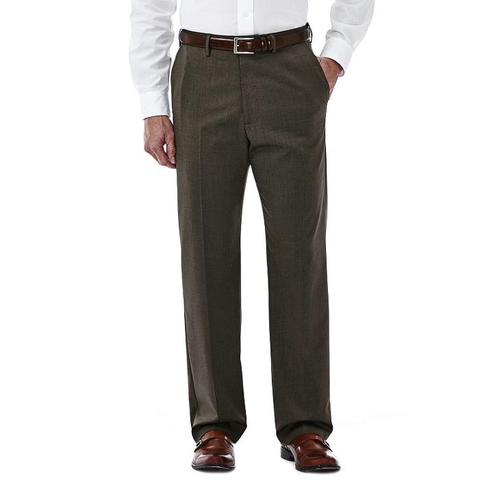 Big & Tall Haggar Premium Stretch Classic-fit Plain-front Dress Pants, Men's, Size: 50x32, Med Brown