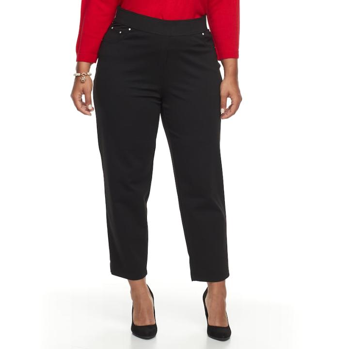 Plus Size Cathy Daniels Pull-on Ankle Pants, Women's, Size: 2xl, Black