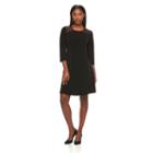 Women's Nina Leonard Lace-yoke Crepe Swing Dress, Size: Large, Black