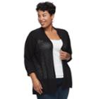 Plus Size Croft & Barrow&reg; Open-stitch Cardigan, Women's, Size: 3xl, Black