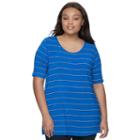 Juniors' Plus Size So&reg; Elbow Sleeve Tunic Tee, Teens, Size: 3xl, Blue (navy)