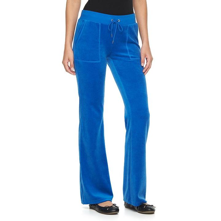 Women's Juicy Couture Solid Bootcut Velour Pants, Size: Small, Blue (navy)