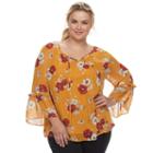 Plus Size Apt. 9&reg; Floral Chiffon Blouse, Women's, Size: 1xl, Ovrfl Oth