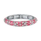 1928 Pink Leaf Hinged Bangle Bracelet, Women's, Size: 7, Multicolor