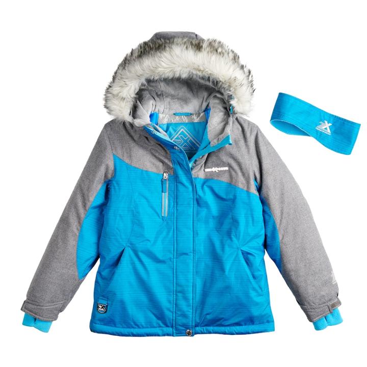 Girls 7-16 Zeroxposur Karen Snowboard Heavyweight Jacket With Headband, Size: 7-8, Brt Blue