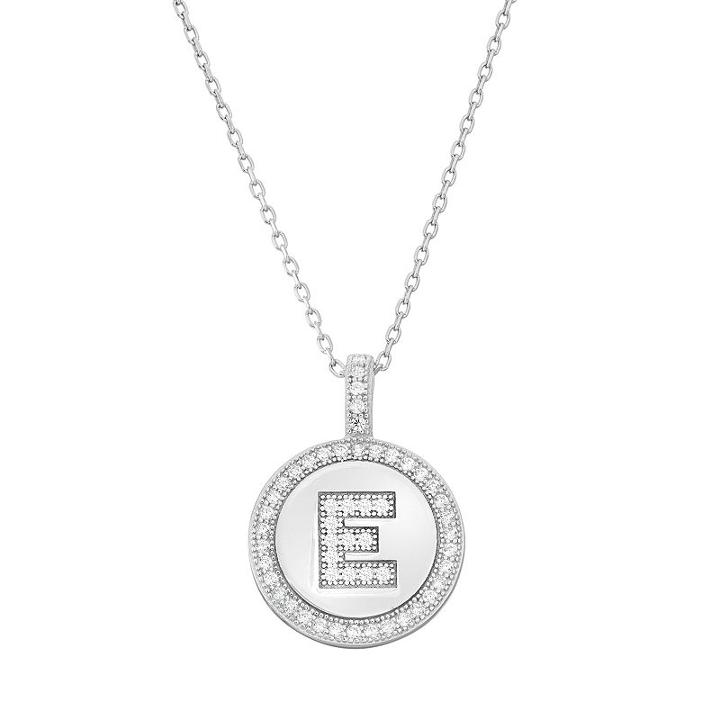 Sterling Silver Cubic Zirconia Initial Pendant Necklace, Women's, Size: 18