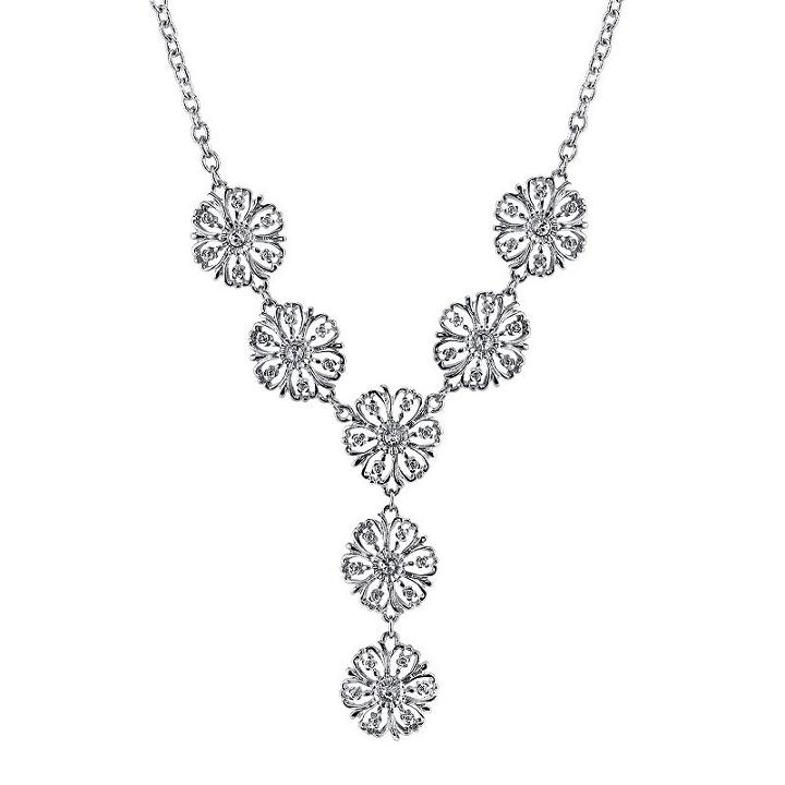 1928 Flower Y Necklace, Women's, Size: 16, White