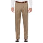Men's Savane Straight-fit Stretch Crosshatch Pleated Dress Pants, Size: 36x30, Med Beige