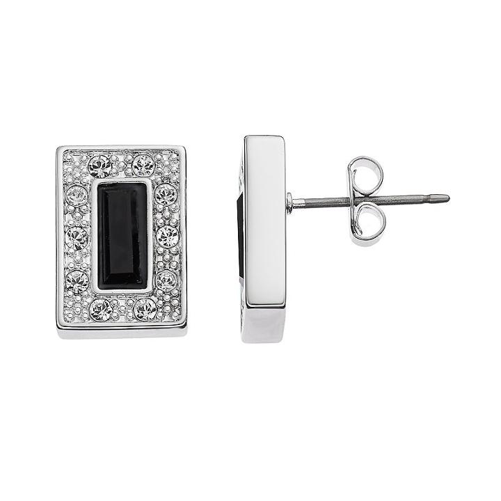 Simply Vera Vera Wang Rectangle Halo Stud Earrings With Swarovski Crystals, Women's, Black