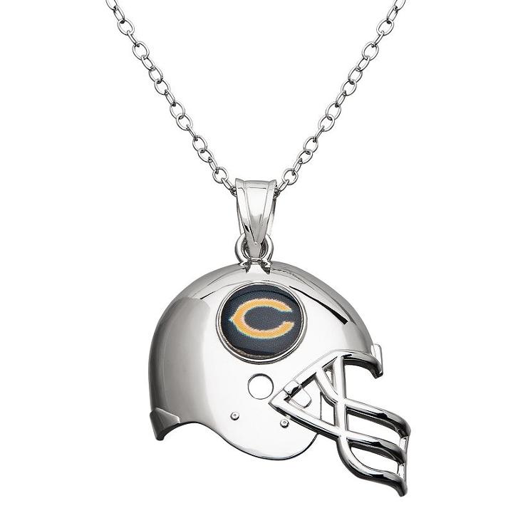 Chicago Bears Sterling Silver Helmet Pendant Necklace, Women's, Size: 18