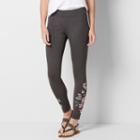 Women's Sonoma Goods For Life&trade; Embroidered Floral Leggings, Size: Large, Dark Grey