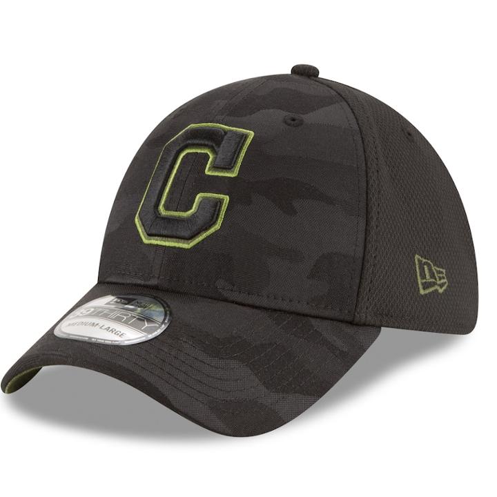 Adult New Era Cleveland Indians 39thirty Memorial Day Flex-fit Cap, Men's, Size: Medium/large, Black