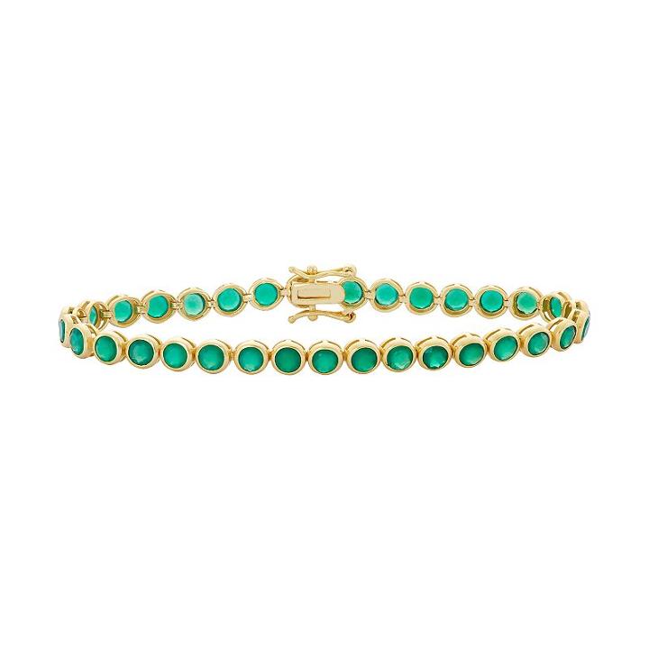 14k Gold Over Silver Green Onyx Tennis Bracelet, Women's, Size: 7.25