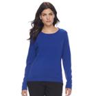 Petite Napa Valley Solid Crewneck Sweater, Women's, Size: M Petite, Brt Blue