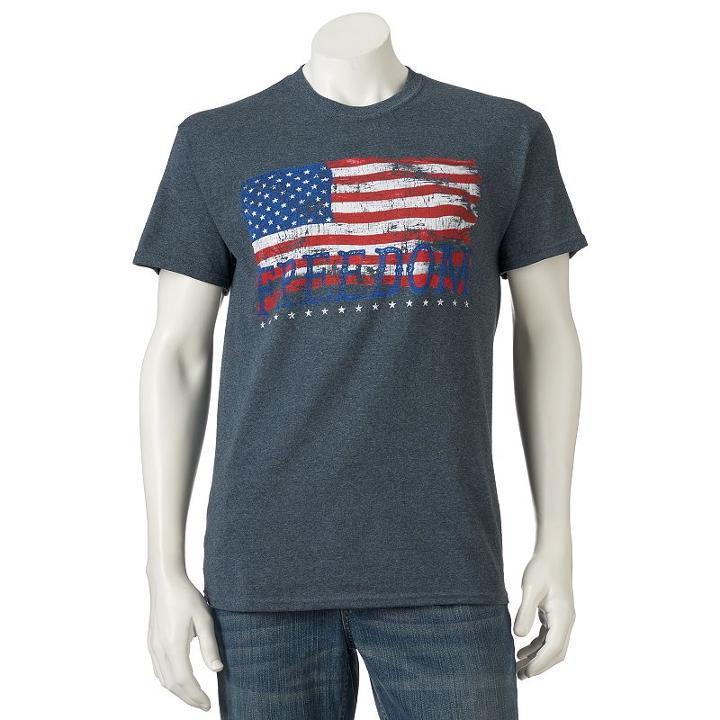Men's Freedom Flag Tee, Size: Small, Med Grey