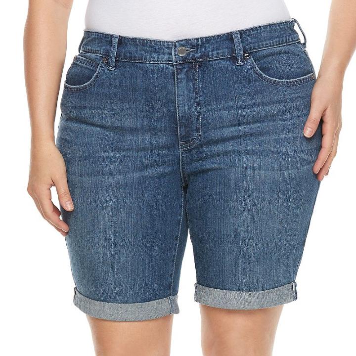 Plus Size Jennifer Lopez Roll-cuff Bermuda Shorts, Women's, Size: 20 W, Dark Blue