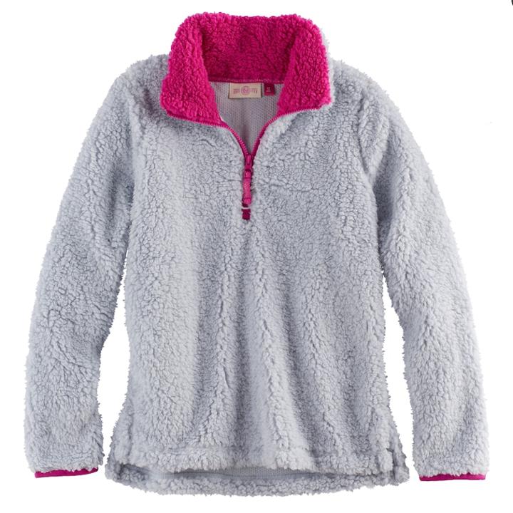 Girls 7-16 & Plus Size So&reg; 1/4-zip Sherpa Pullover, Size: 14 1/2, Grey