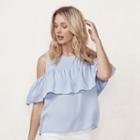 Women's Lc Lauren Conrad Cold-shoulder Chambray Shirt, Size: Xxl, Purple