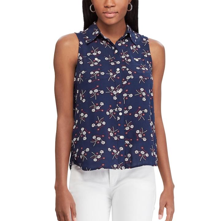 Women's Chaps Relaxed Sleeveless Shirt, Size: Xl, Blue (navy)