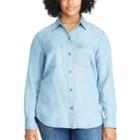 Plus Size Chaps Button Front Chambray Top, Women's, Size: 1xl, Blue