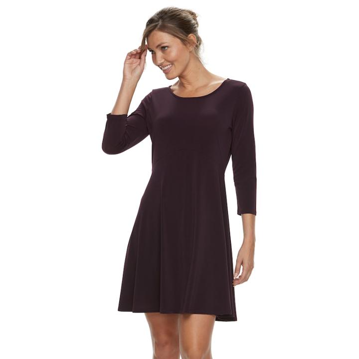 Women's Apt. 9&reg; Pleated Fit & Flare Dress, Size: Small, Purple