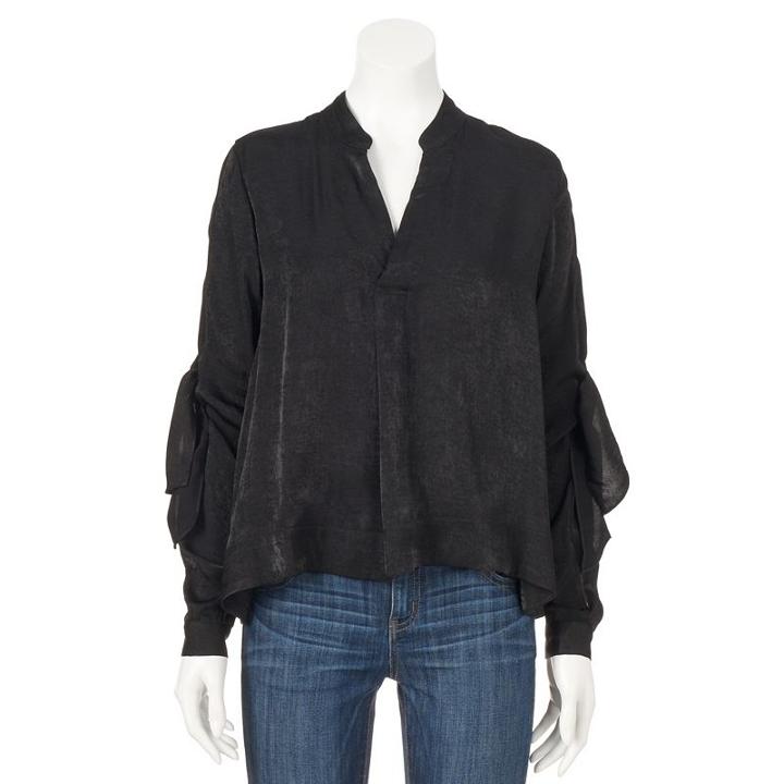 Women's Rock & Republic&reg; Tie-sleeve Top, Size: Medium, Black