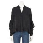 Women's Rock & Republic&reg; Tie-sleeve Top, Size: Medium, Black