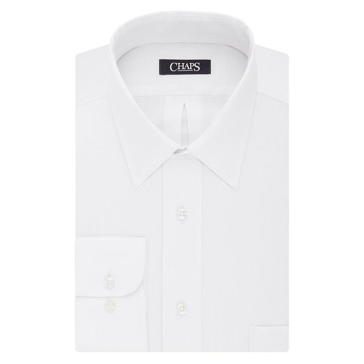 Men's Chaps Regular-fit Wrinkle-free Stretch Collar Dress Shirt, Size: 17.5 36/37, White