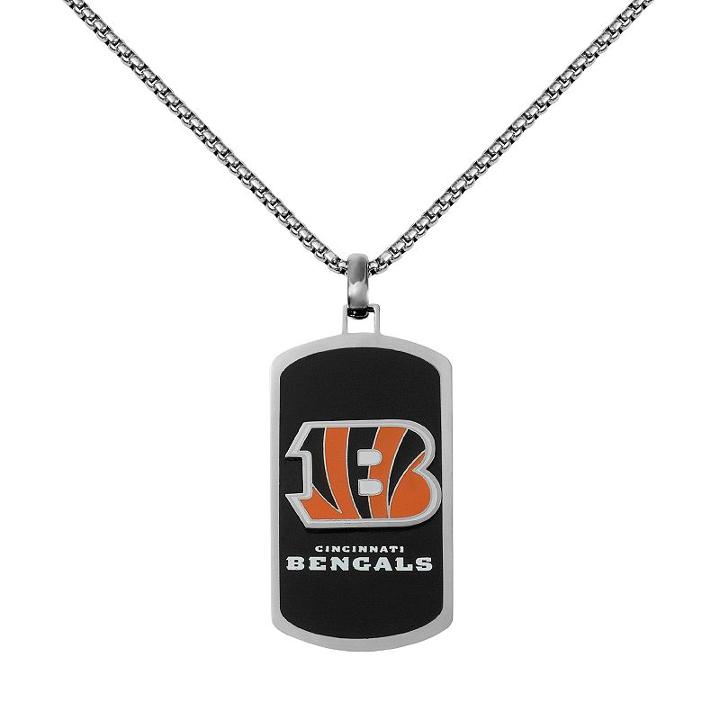 Men's Stainless Steel Cincinnati Bengals Dog Tag Necklace, Silver