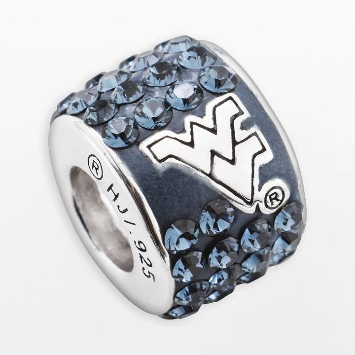 Logoart West Virginia Mountaineers Sterling Silver Crystal Logo Bead - Made With Swarovski Crystals, Women's, Blue