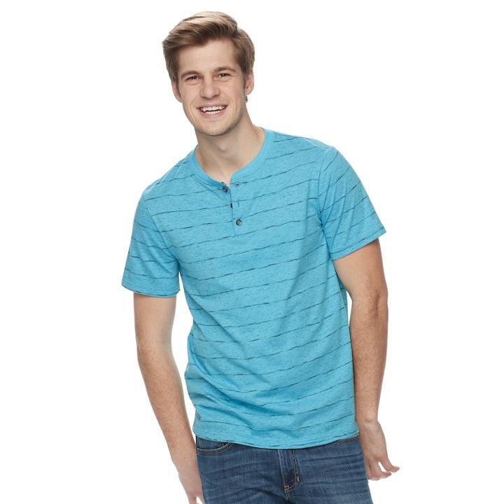 Men's Urban Pipeline&reg; Awesomely Soft Striped Henley, Size: Medium, Blue (navy)