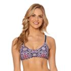 Women's Pink Envelope Medallion Bikini Top, Size: Large, Multicolor