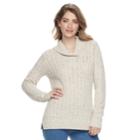 Women's Croft & Barrow&reg; Shawl Collar Braided Sweater, Size: Xs, Med Beige