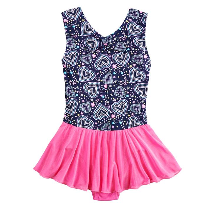 Girls 4-14 Jacques Moret Dotted Hearts Dance Skirtall, Size: Large, Blue (navy)