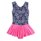 Girls 4-14 Jacques Moret Dotted Hearts Dance Skirtall, Size: Large, Blue (navy)