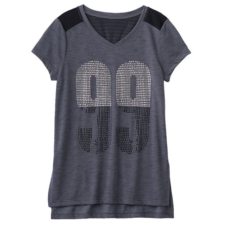 Girls 7-16 & Plus Size So&reg; Blocked Mesh Tee, Size: 10, Dark Grey