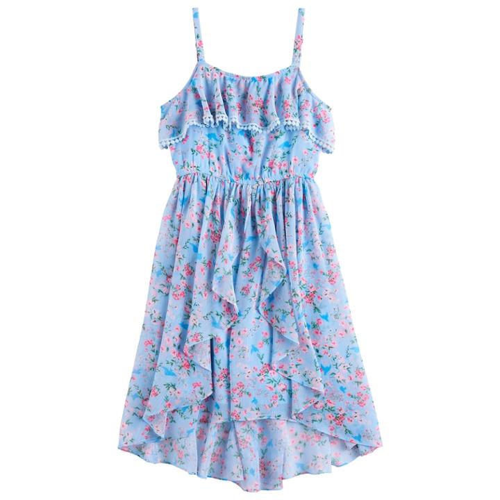 Disney D-signed Girls 7-16 Floral Pattern Ruffle Dress, Size: Small, Multi