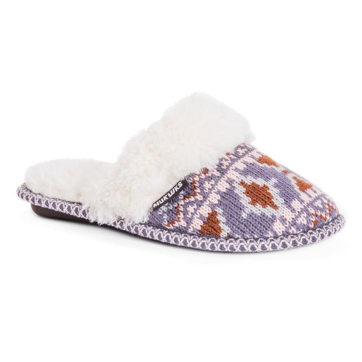 Muk Luks Women's Knit Scuff Slippers, Size: Large, Drk Purple