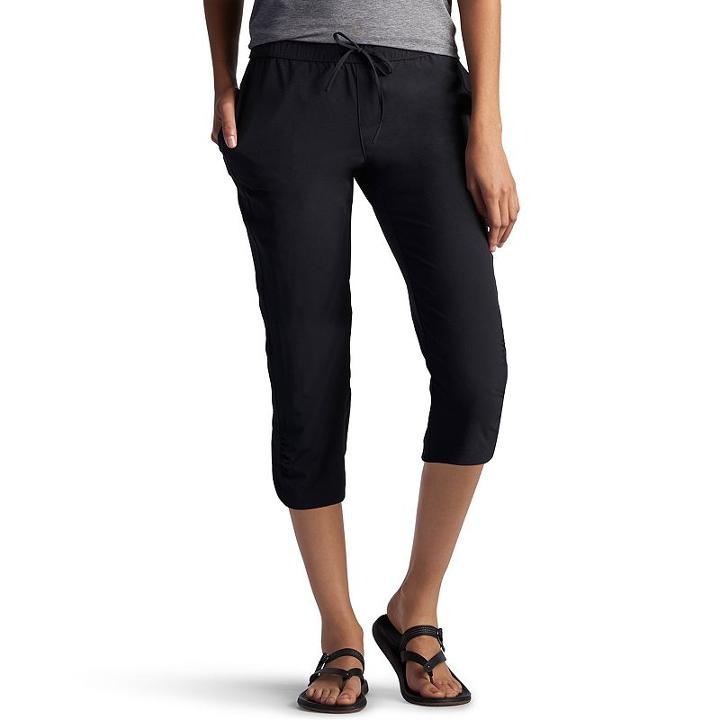 Women's Lee Relaxed Fit Active Performance Capris, Size: 6 Avg/reg, Black