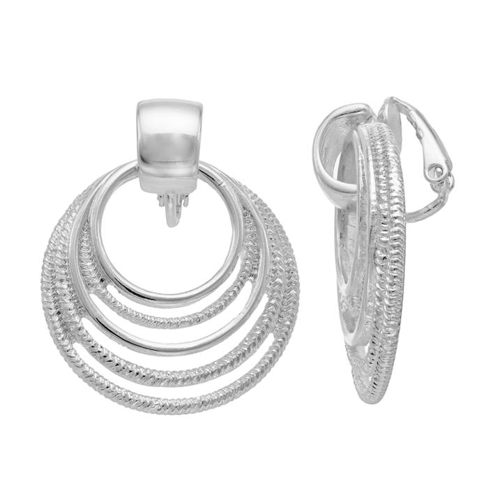 Dana Buchman Textured Doorknocker Clip-on Earrings, Women's, Silver