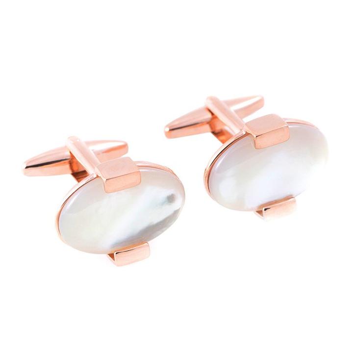 Bey-berk Rose Gold-tone & Mother-of-pearl Cuff Links, Men's, Gold