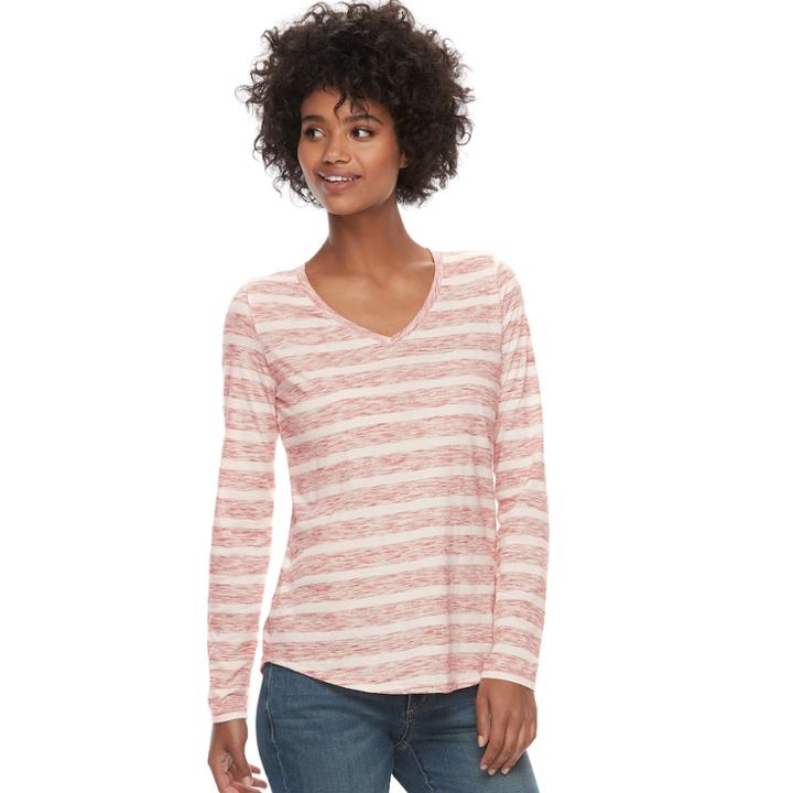 Women's Sonoma Goods For Life™ Essential V-neck Tee, Size: Large, Dark Red