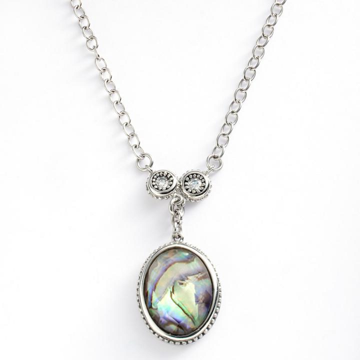Kate Markus Stainless Steel Abalone Doublet And Cubic Zirconia Y Necklace, Women's, Multicolor