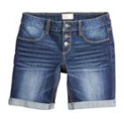 Girls 7-16 & Plus Size So&reg; Triple Snap Button Bermuda Shorts, Size: 12, Dark Blue